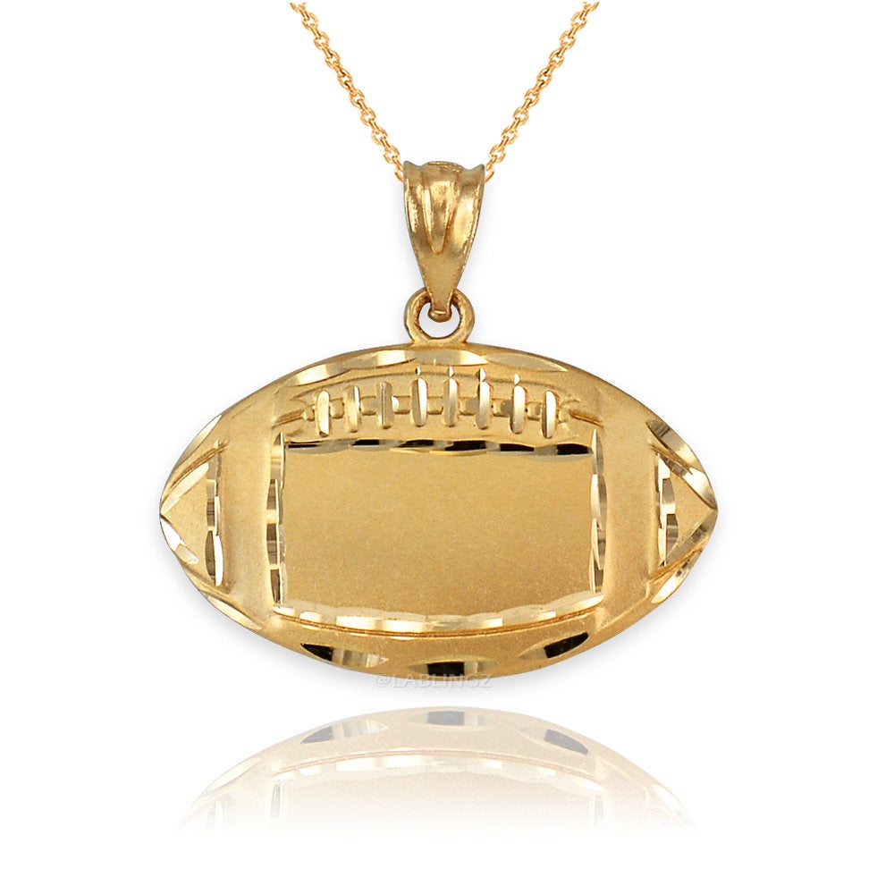Satin Gold Football Pendant Necklace (yellow, white, rose, 14K, 10K) Karma Blingz