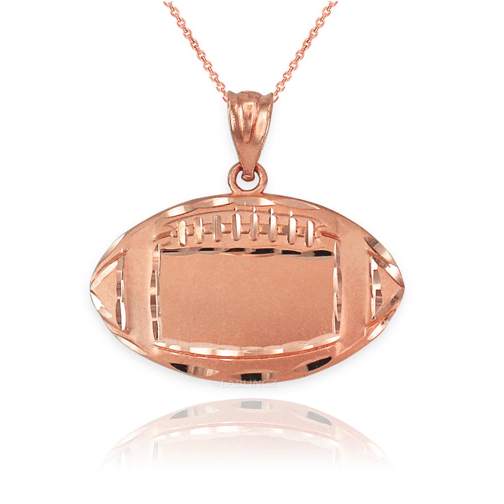Satin Gold Football Pendant Necklace (yellow, white, rose, 14K, 10K) Karma Blingz