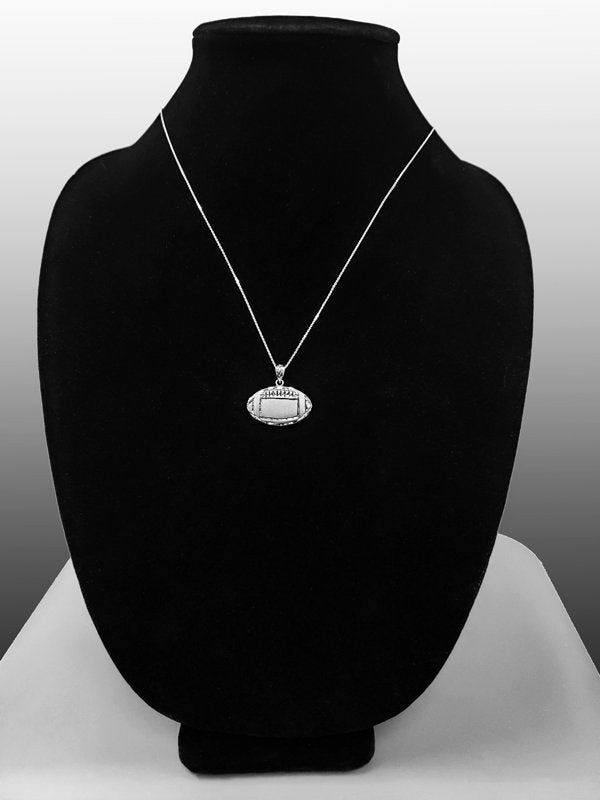 Satin Sterling Silver Football Pendant Necklace Karma Blingz