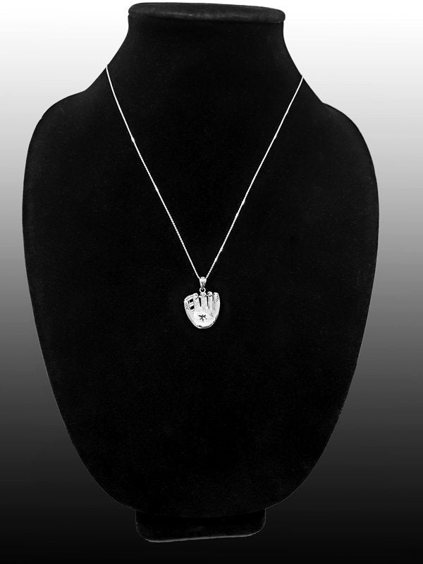 Sterling Silver Baseball Glove Satin DC Pendant Necklace Karma Blingz