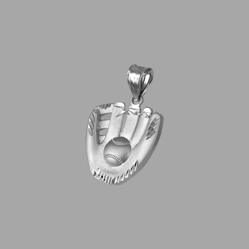 Satin Sterling Silver Baseball Glove DC Pendant Necklace Karma Blingz