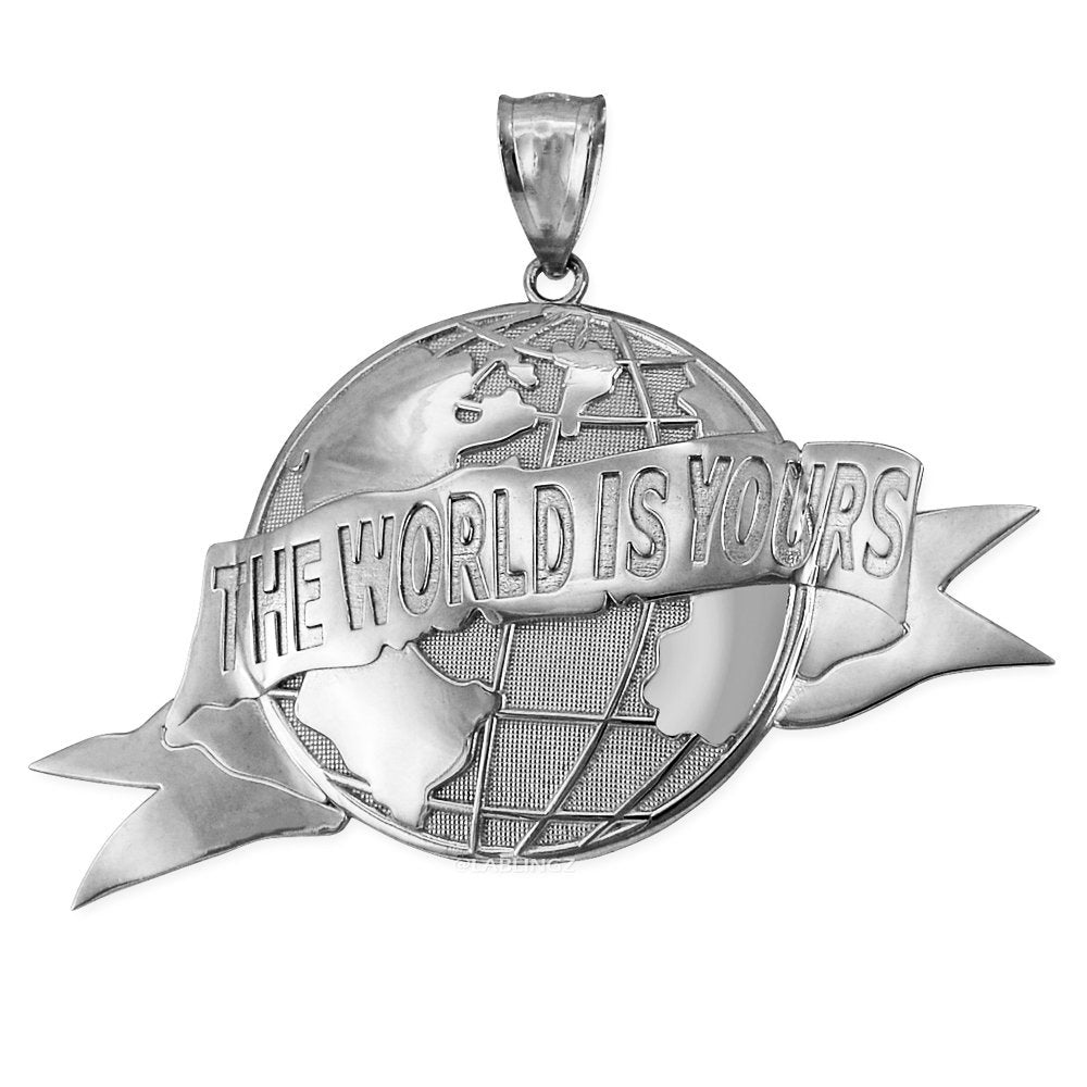 Gold 'The World Is Yours' Globe Pendant (yellow, white, rose, 10K, 14K) Karma Blingz