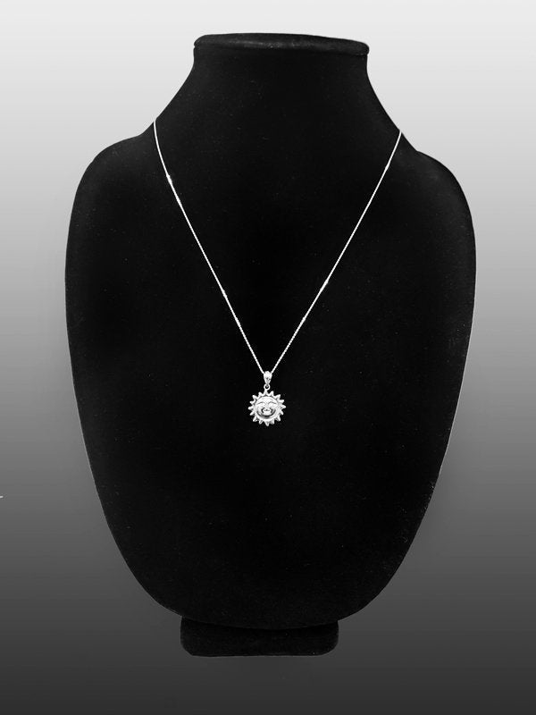 Sterling Silver Sun Face Celestial Pendant Necklace Karma Blingz