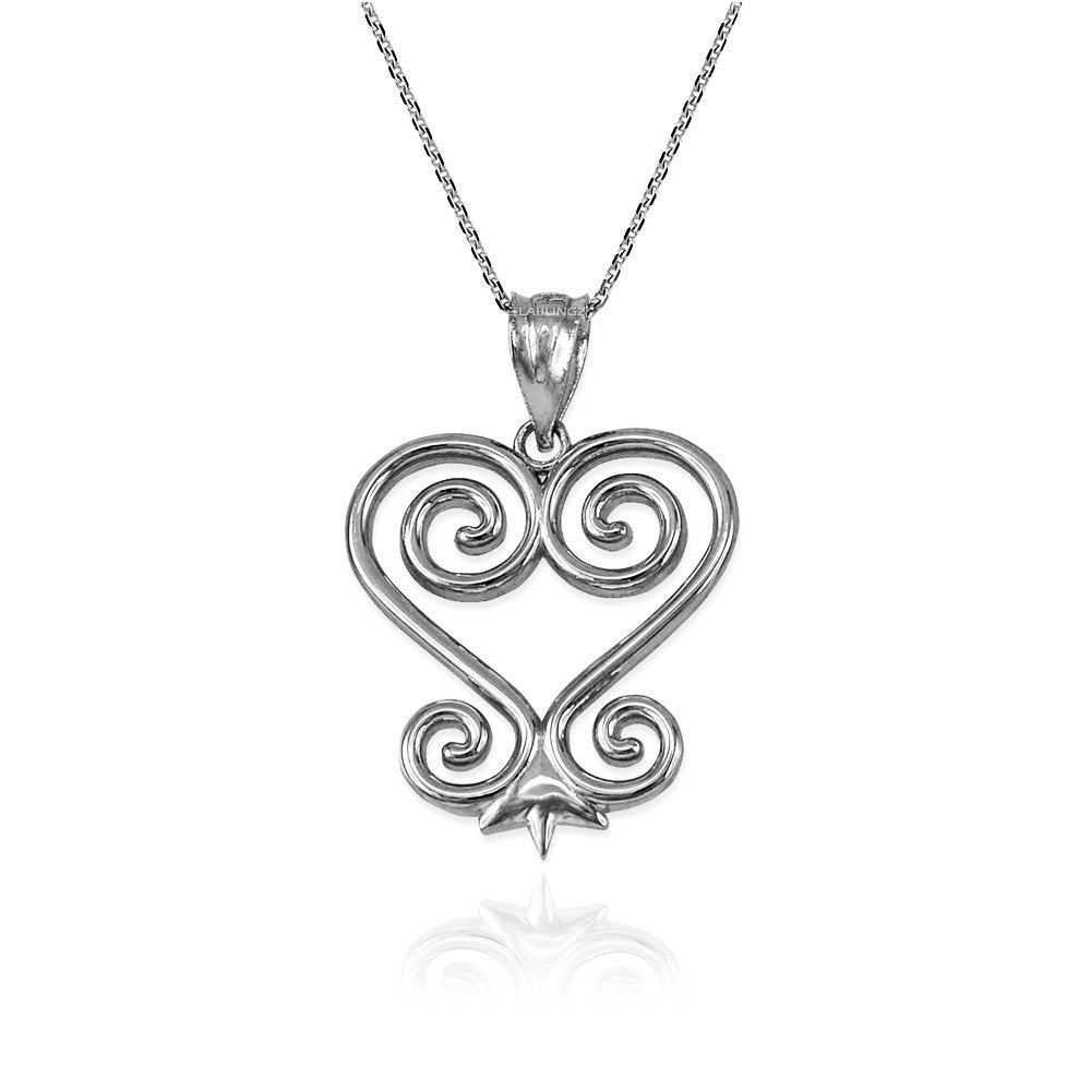 Gold African Adinkra Sankofa Heart Pendant Necklace (yellow, white, rose gold, 10K, 14K) Karma Blingz