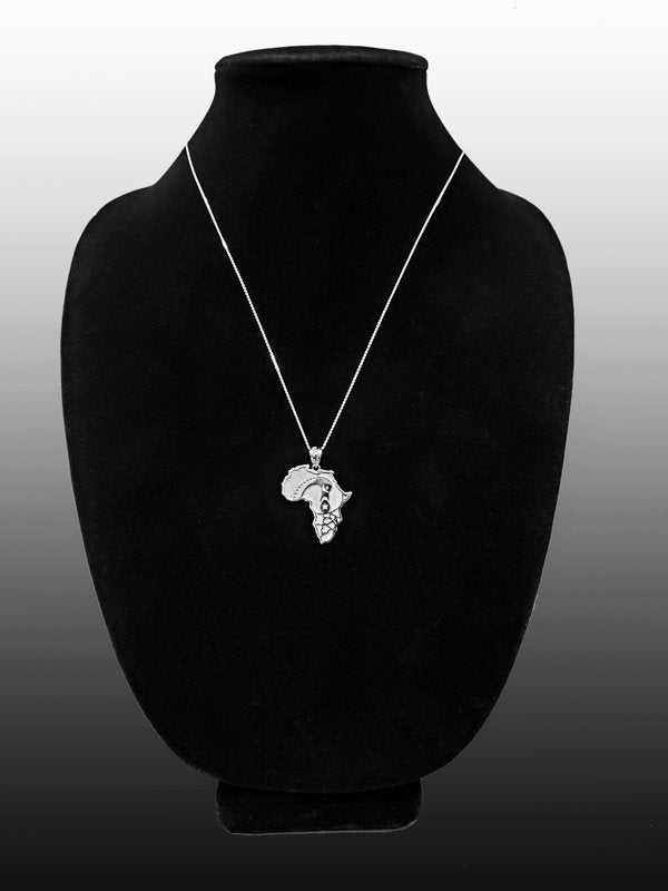 Sterling Silver Africa Map Afinkra Sankofa Pendant Necklace Karma Blingz