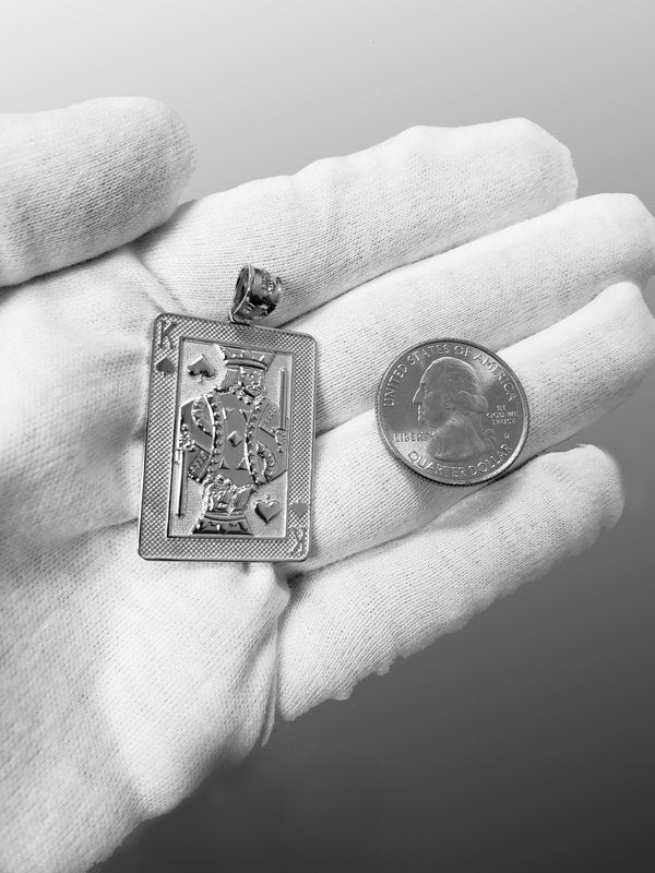Sterling Silver King of Spades Poker Card Pendant Karma Blingz