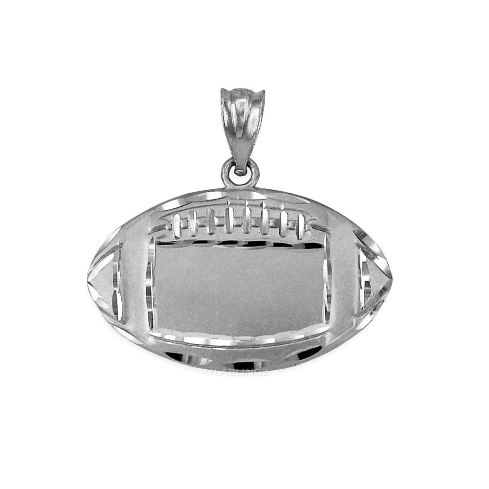 Satin Sterling Silver Football Pendant Necklace Karma Blingz