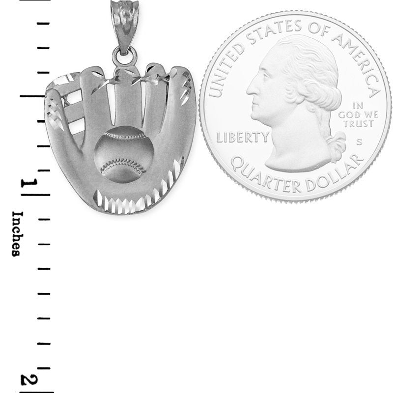 Satin Sterling Silver Baseball Glove DC Pendant Necklace Karma Blingz