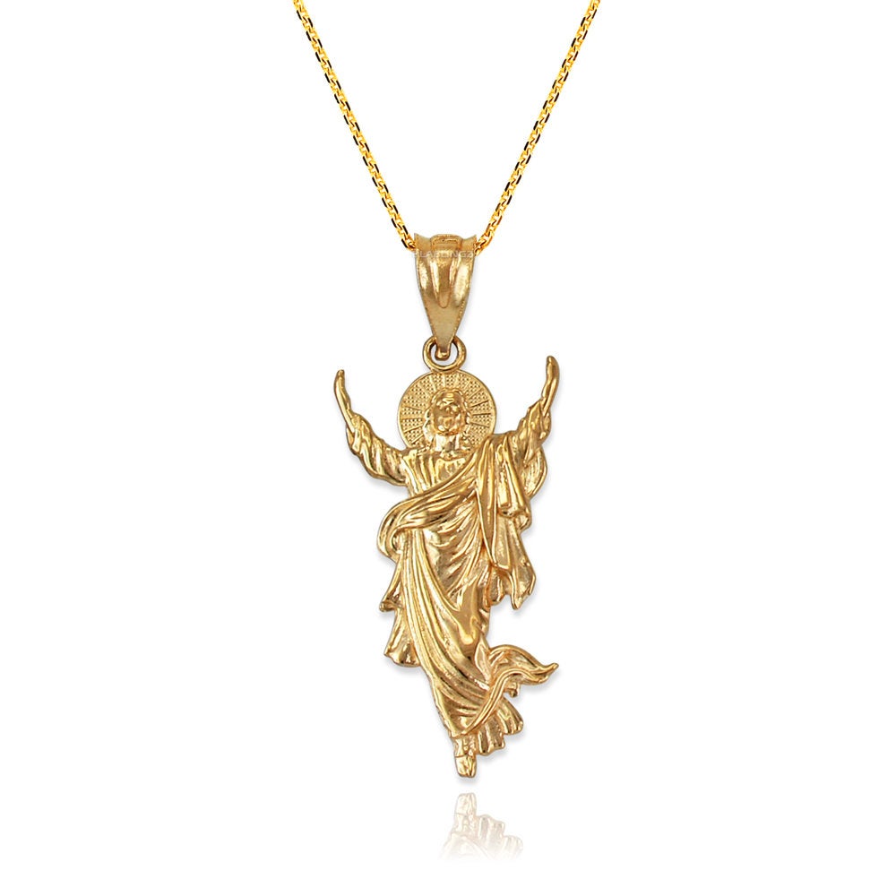 Gold Resurrection of Jesus Christ Pendant Necklace (yellow, white, rose gold, 10k, 14k) Karma Blingz