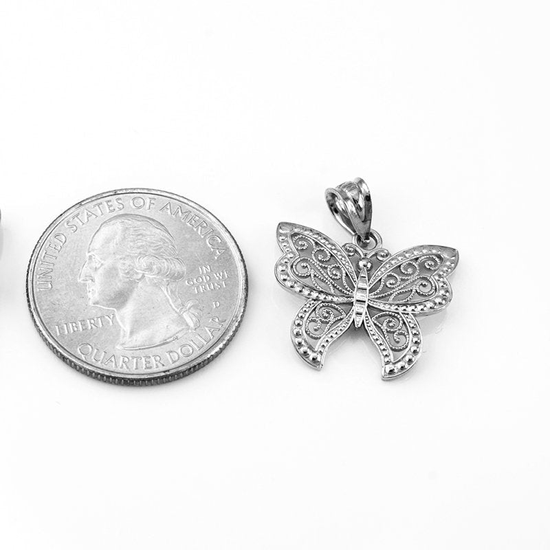 Sterling Silver Filigree Butterfly Charm Necklace Karma Blingz
