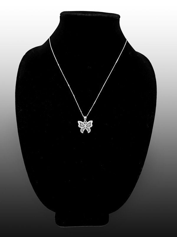 Sterling Silver Filigree Butterfly Charm Necklace Karma Blingz