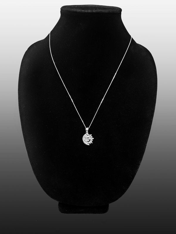 Sterling Silver Moon and Sun Face Celestial Pendant Necklace Karma Blingz