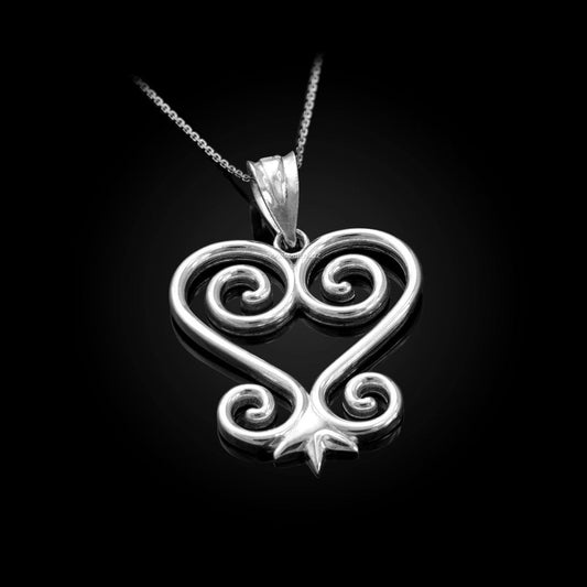 Sterling Silver African Adinkra Sankofa Heart Pendant Necklace Karma Blingz