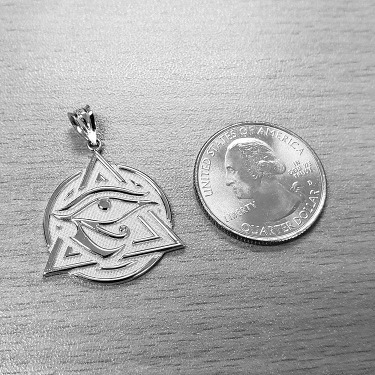 Sterling Silver All Seeing Eye of Horus Illuminati Pendant Necklace Karma Blingz