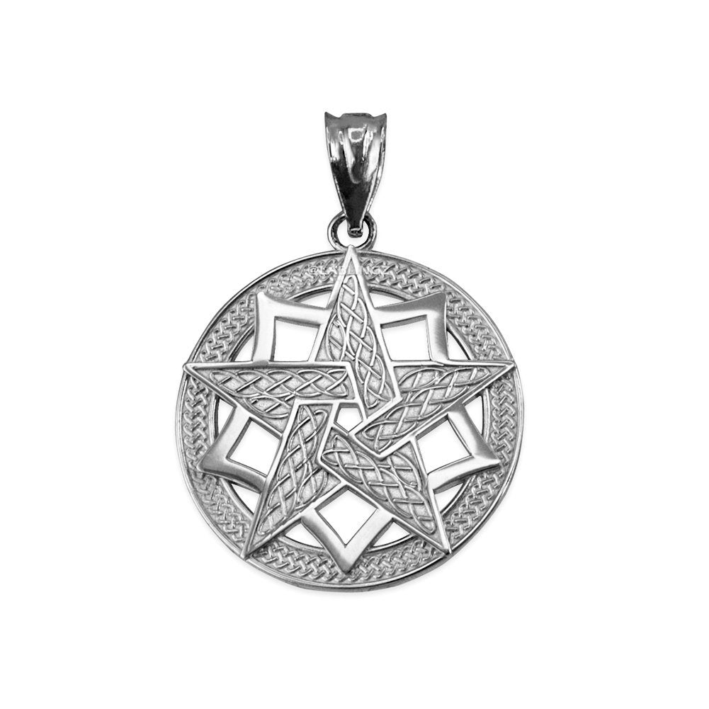Sterling Silver Pentagram Medallion Pendant Necklace Karma Blingz
