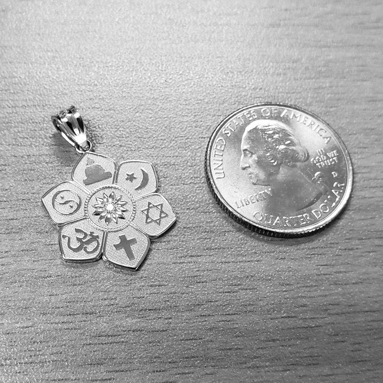 Sterling Silver Lotus of Peace CZ Pendant Necklace Karma Blingz