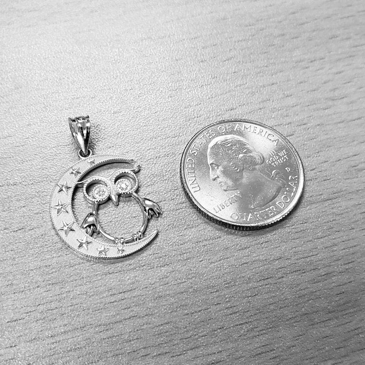 Sterling Silver Night Owl CZ Pendant Necklace Karma Blingz