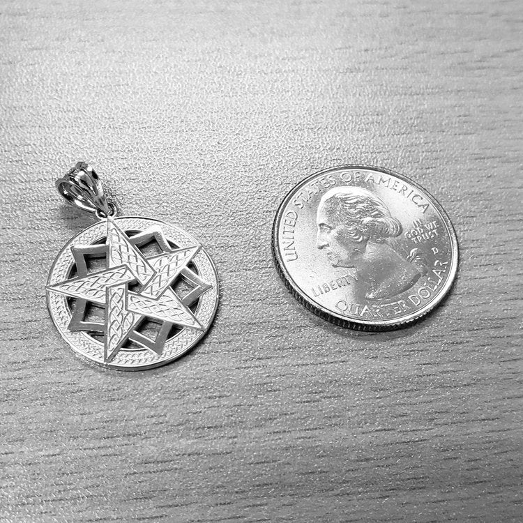 Sterling Silver Pentagram Medallion Pendant Necklace Karma Blingz