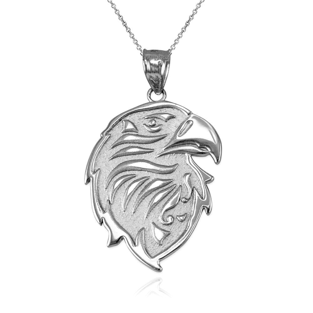 Gold Eagle Head Pendant Necklace (10K, 14K, yellow, white, rose gold) Karma Blingz