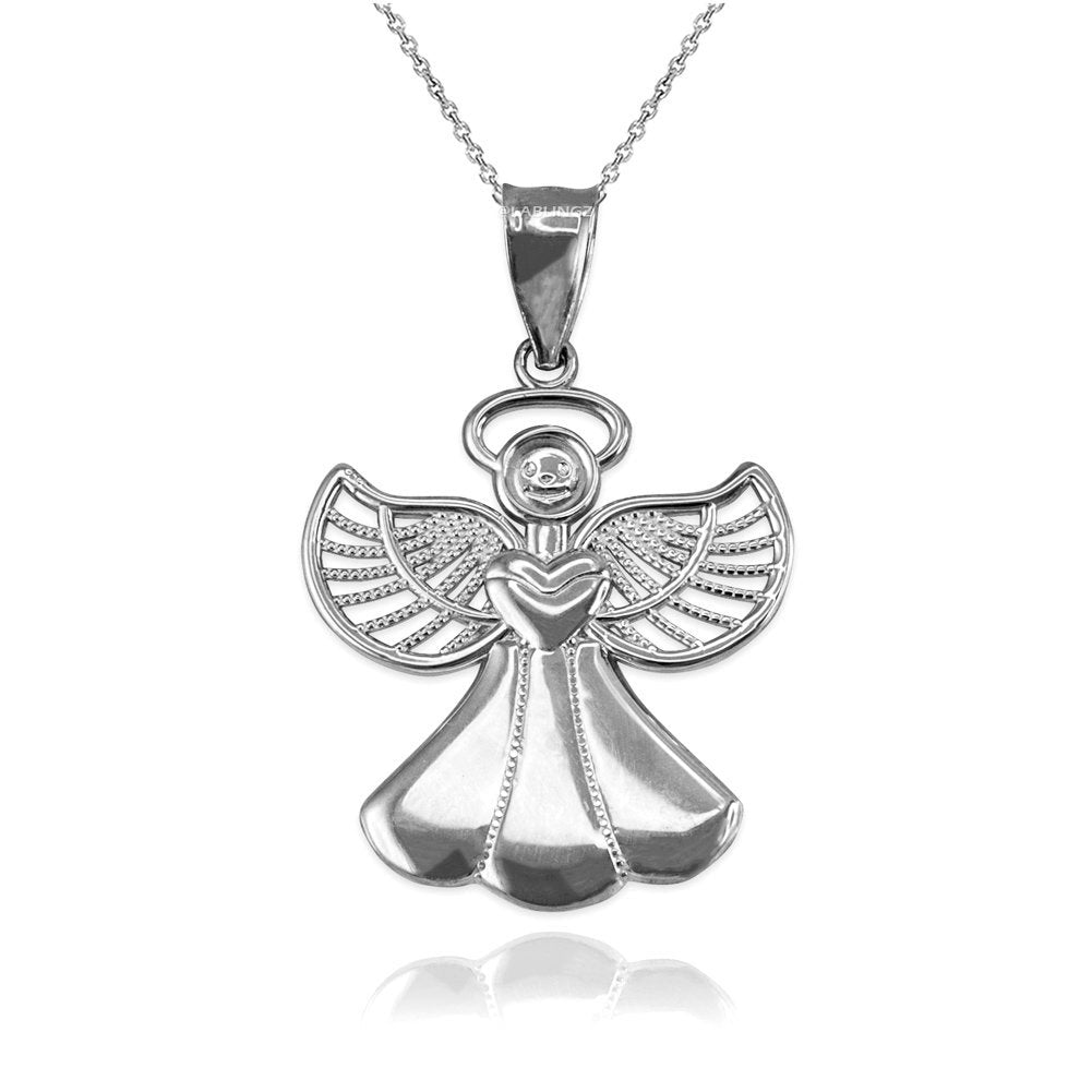 Sterling Silver Love Angel Filigree Pendant Necklace Karma Blingz
