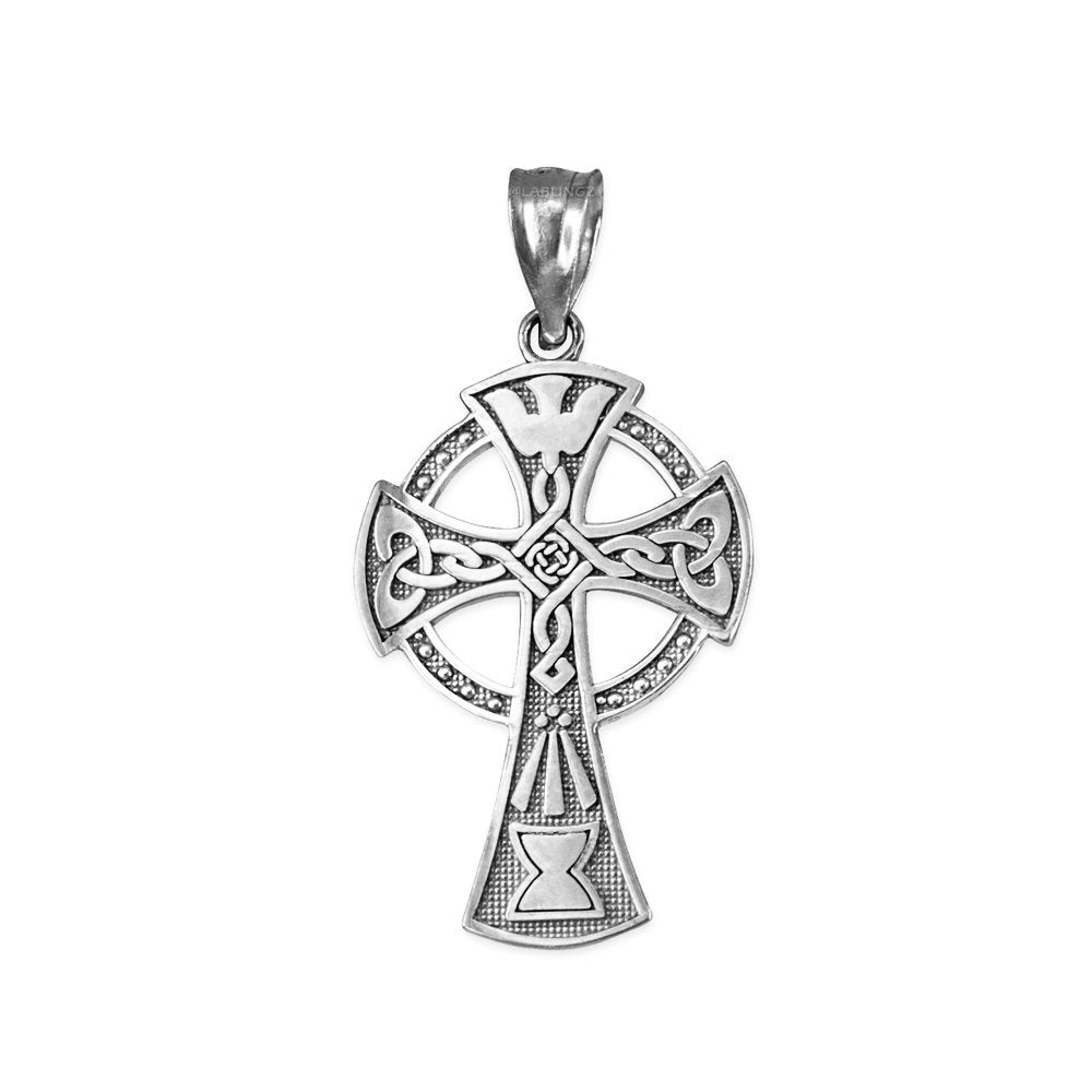 Sterling Silver Celtic Cross Pendant Necklace Karma Blingz