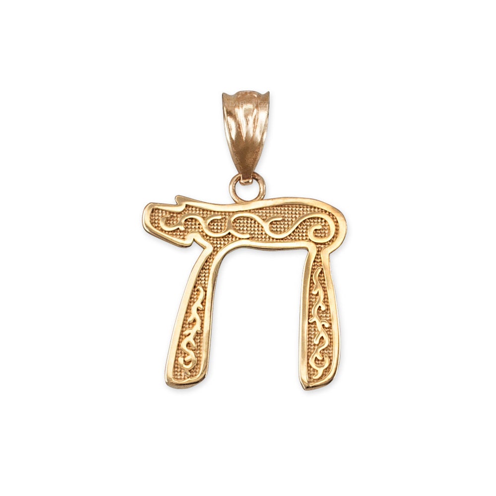 Gold Chai Jewish Pendant Necklace (yellow, white, rose gold, 10K, 14K) Karma Blingz