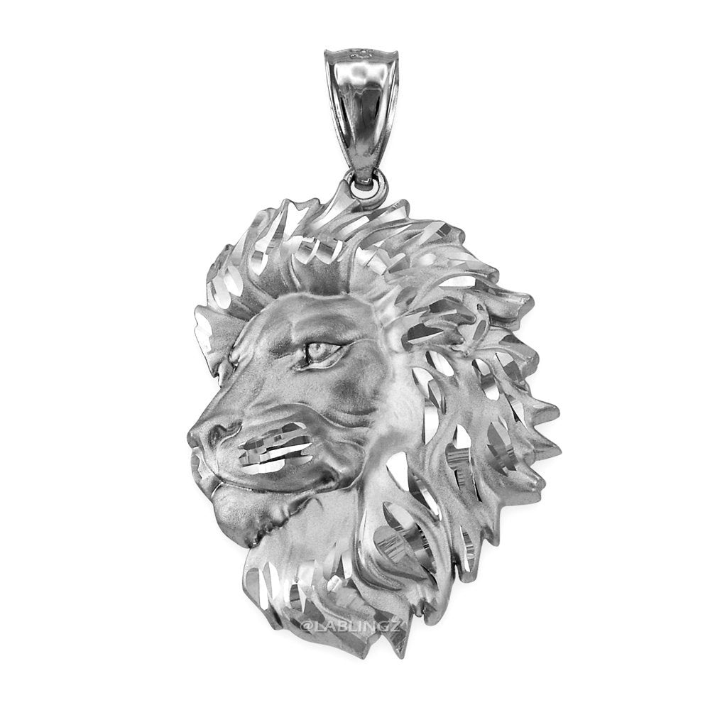 Sterling Silver Lion Face Satin DC Leo Pendant (S/L) Karma Blingz