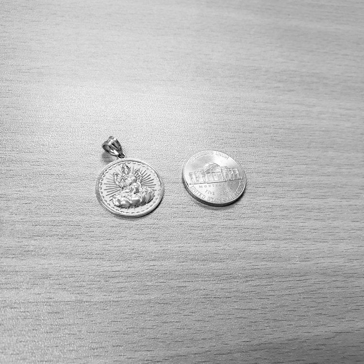 Sterling Silver Hindu Goddess Lakshmi (Luxmi) Coin Pendant Necklace Karma Blingz