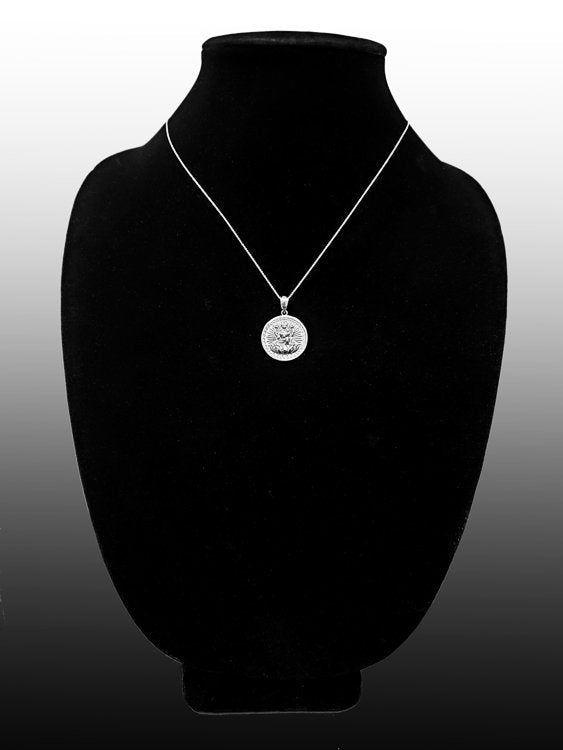 Sterling Silver Hindu Goddess Lakshmi (Luxmi) Coin Pendant Necklace Karma Blingz