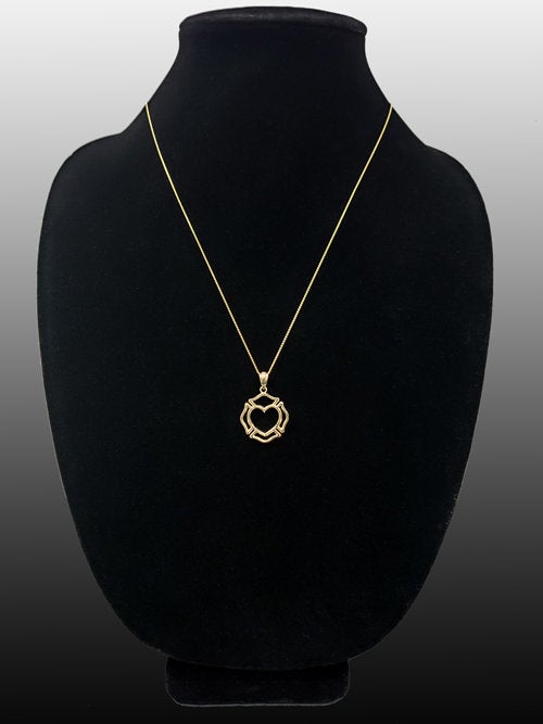Gold Firefighter Charm Claddagh Heart Pendant Necklace (14K, 10K, yellow, white, rose gold) Karma Blingz