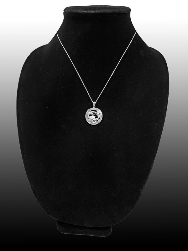 Sterling Silver Zodiac Open Medallion Satin DC Pendant Necklace Karma Blingz
