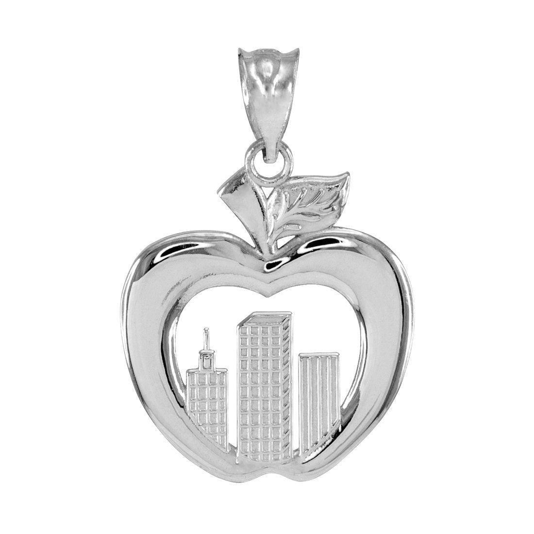 Sterling Silver New York City Big Apple Pendant Necklace Karma Blingz