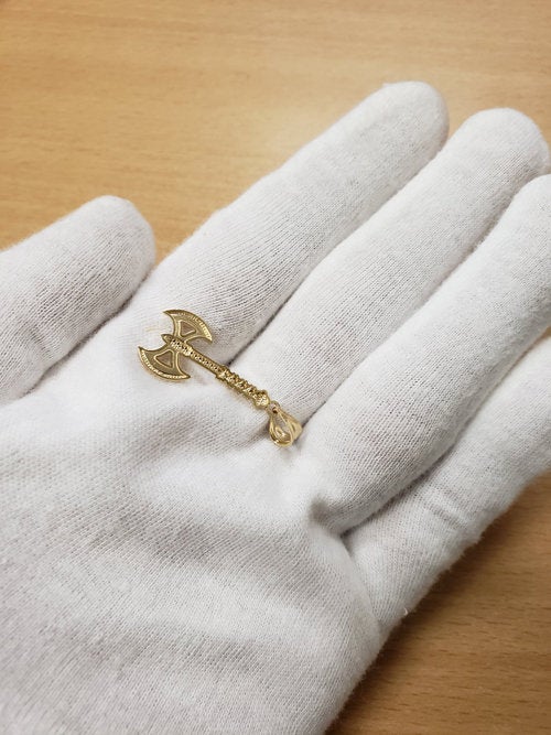 Gold Viking Tomahawk Axe Pendant Necklace (10k, 14k, yellow, white, rose gold) Karma Blingz