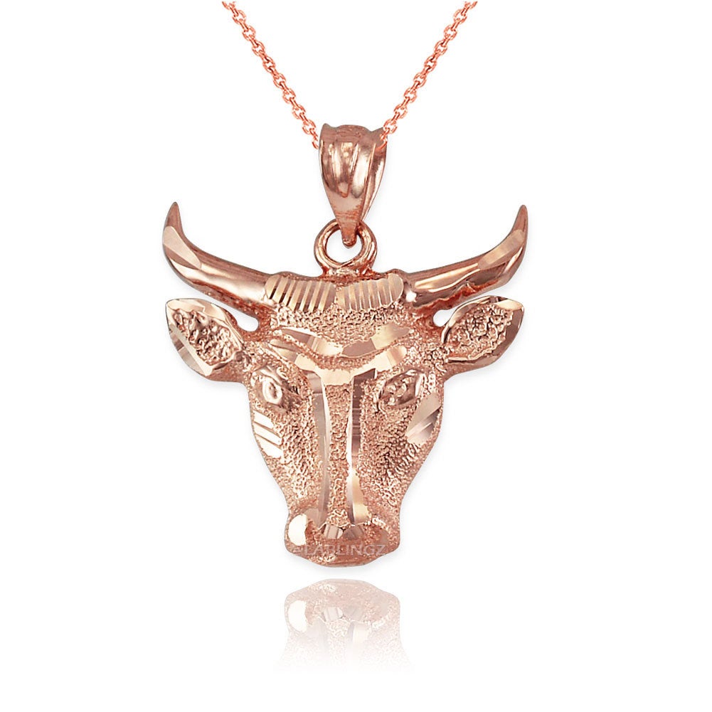 Gold Bull Head DC Pendant Necklace (10K, 14K, yellow, white, rose gold) Karma Blingz