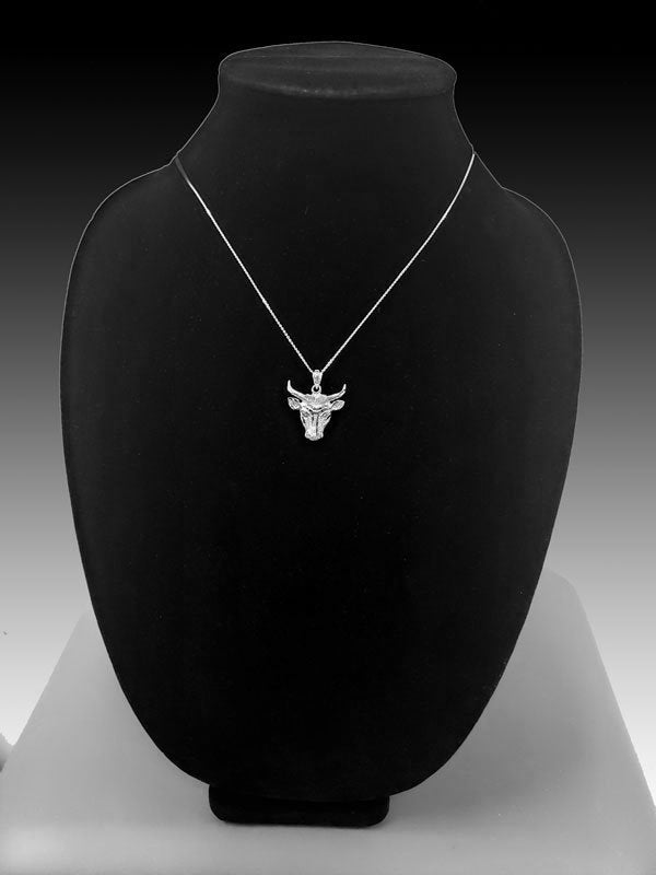 Sterling Silver Bull Head DC Pendant Necklace Karma Blingz