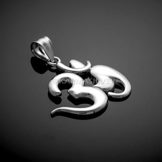 Polished Sterling Silver Om Symbol Yoga Pendant Karma Blingz