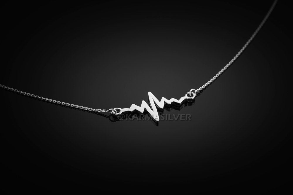 Sterling Silver Heartbeat Pulse Necklace Karma Blingz