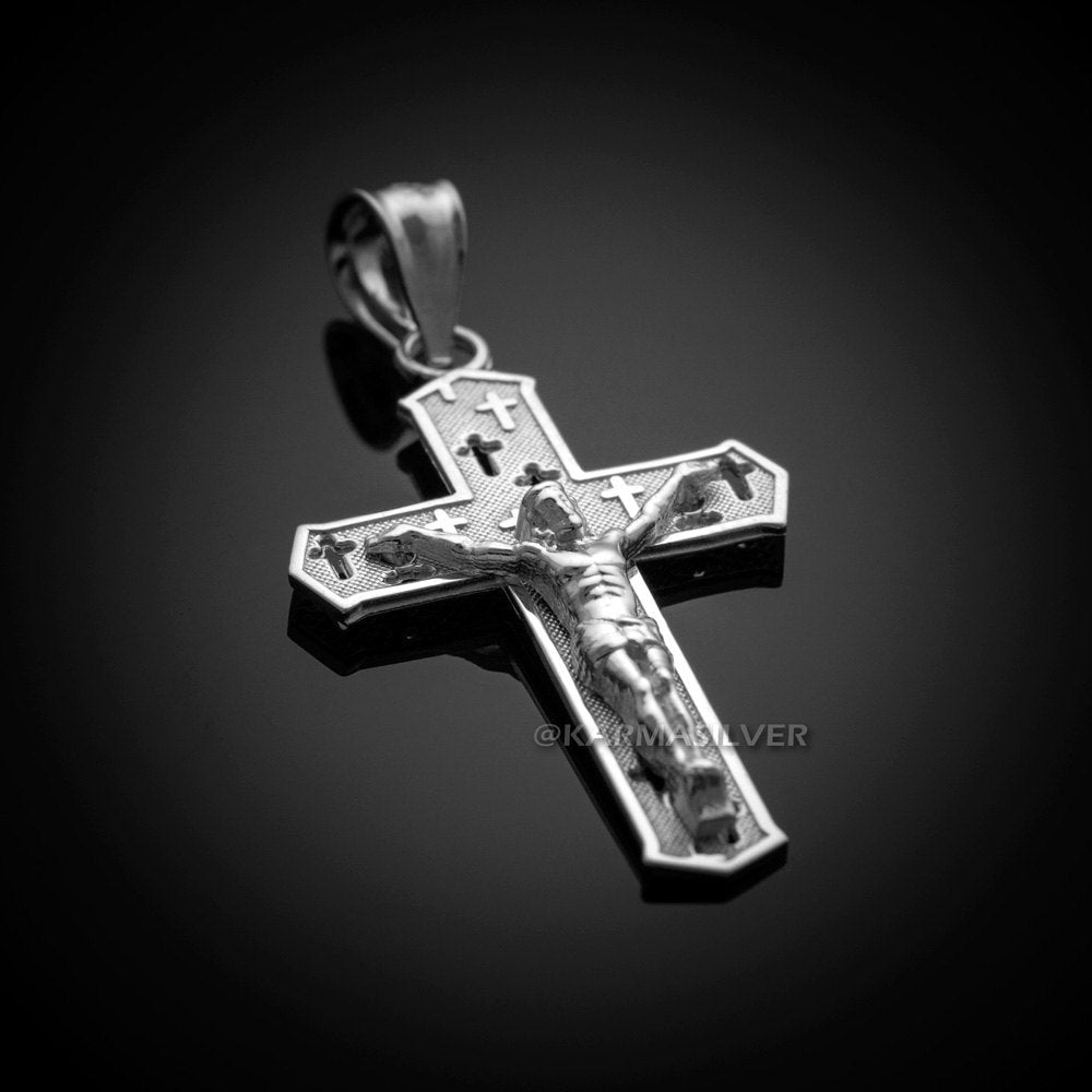 Silver Crucifix Cross Charm Necklace .925 Sterling Silver Jesus Cross Pendant Karma Blingz