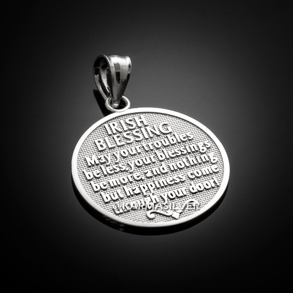 Sterling Silver Irish Blessing Celtic Cross Reversible Necklace Karma Blingz