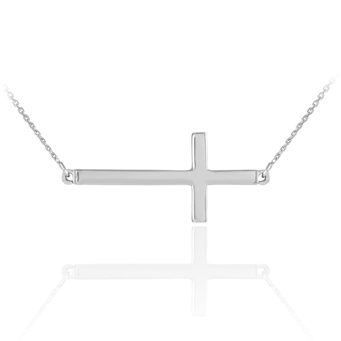 Silver Sideways Cross Necklace .925 Solid Sterling Silver Sideways Cross Necklace FDJ