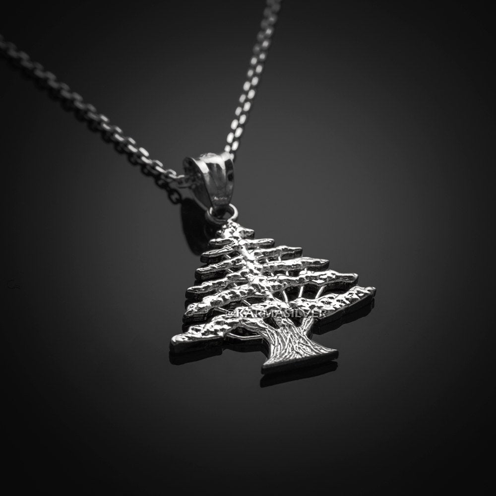 Sterling Silver Lebanon Cedar Tree Charm Necklace Karma Blingz