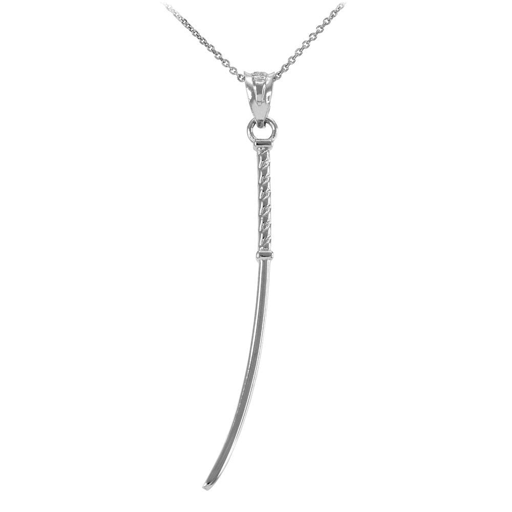 Sterling Silver Japanese Samurai Katana Ninja Sword Pendant Necklace FDJ