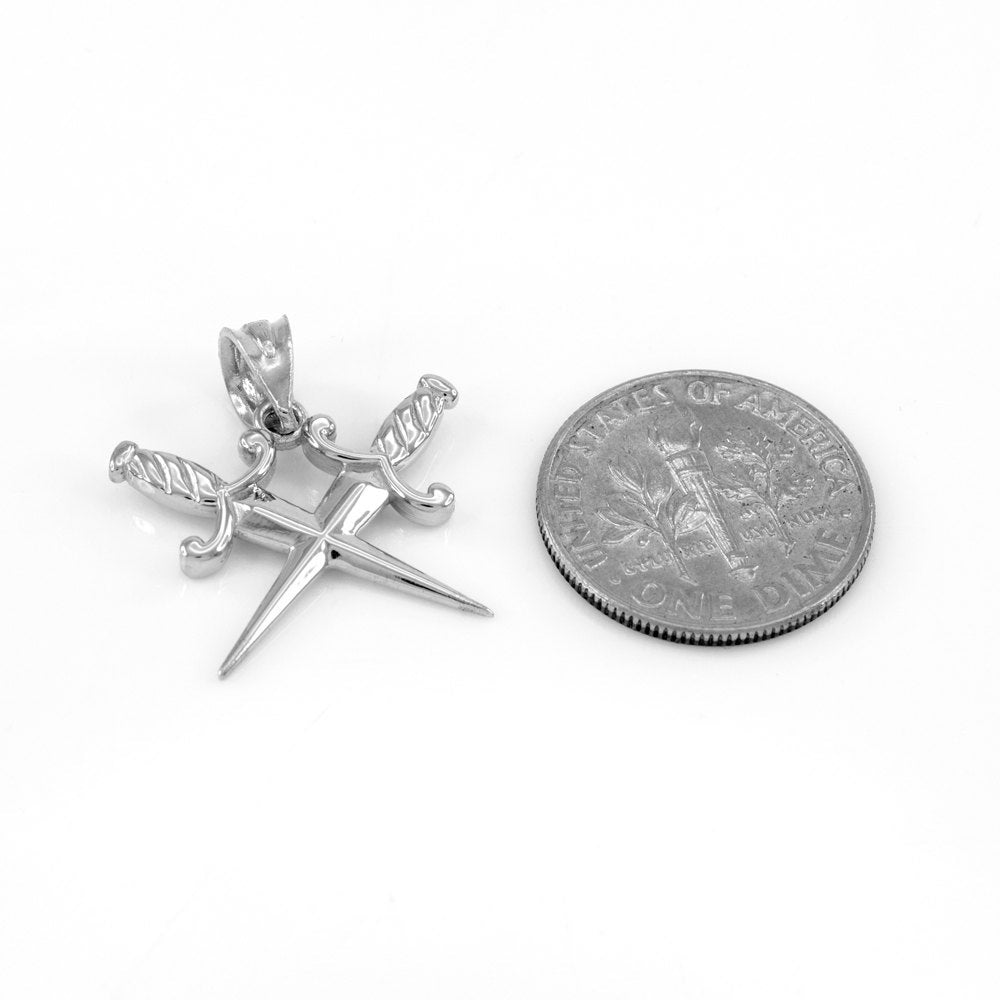 Sterling Silver Crossing Dagger Knives Charm Pendant Necklace Karma Blingz