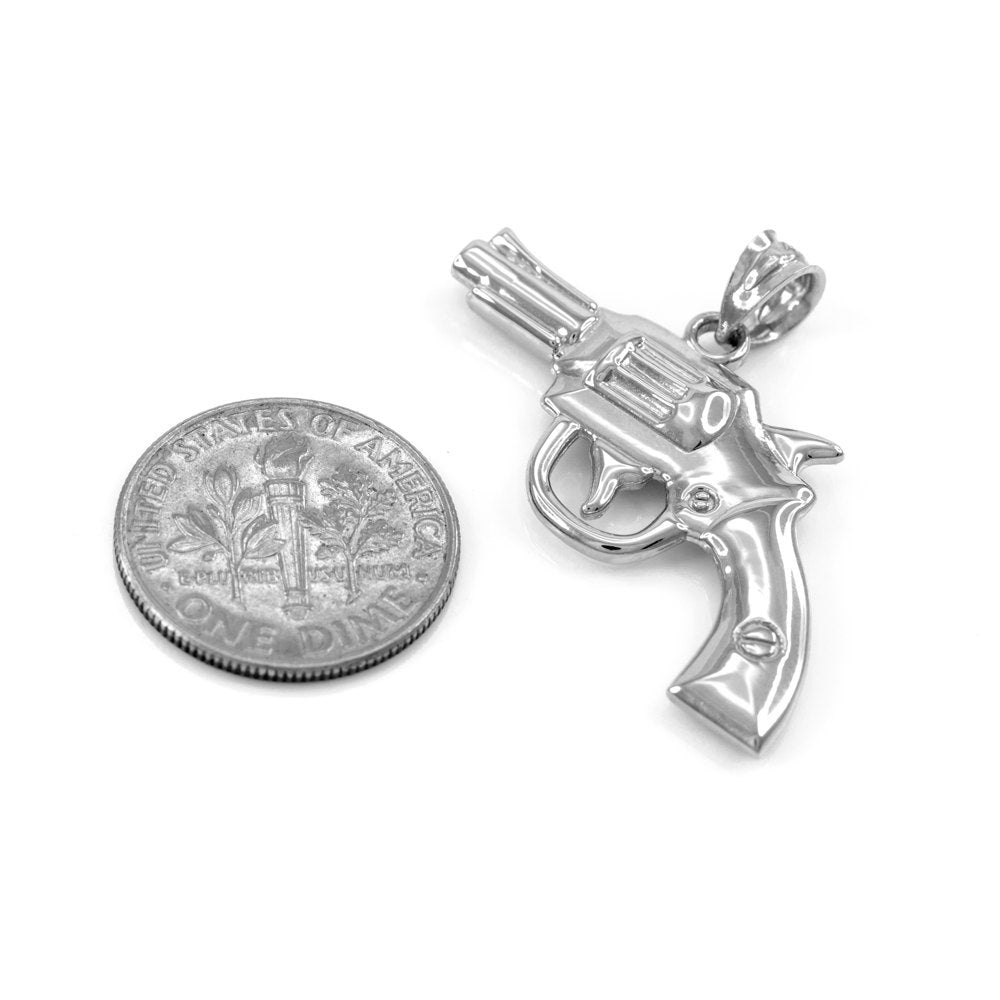 Sterling Silver Revolver Pistol Pendant Necklace Karma Blingz
