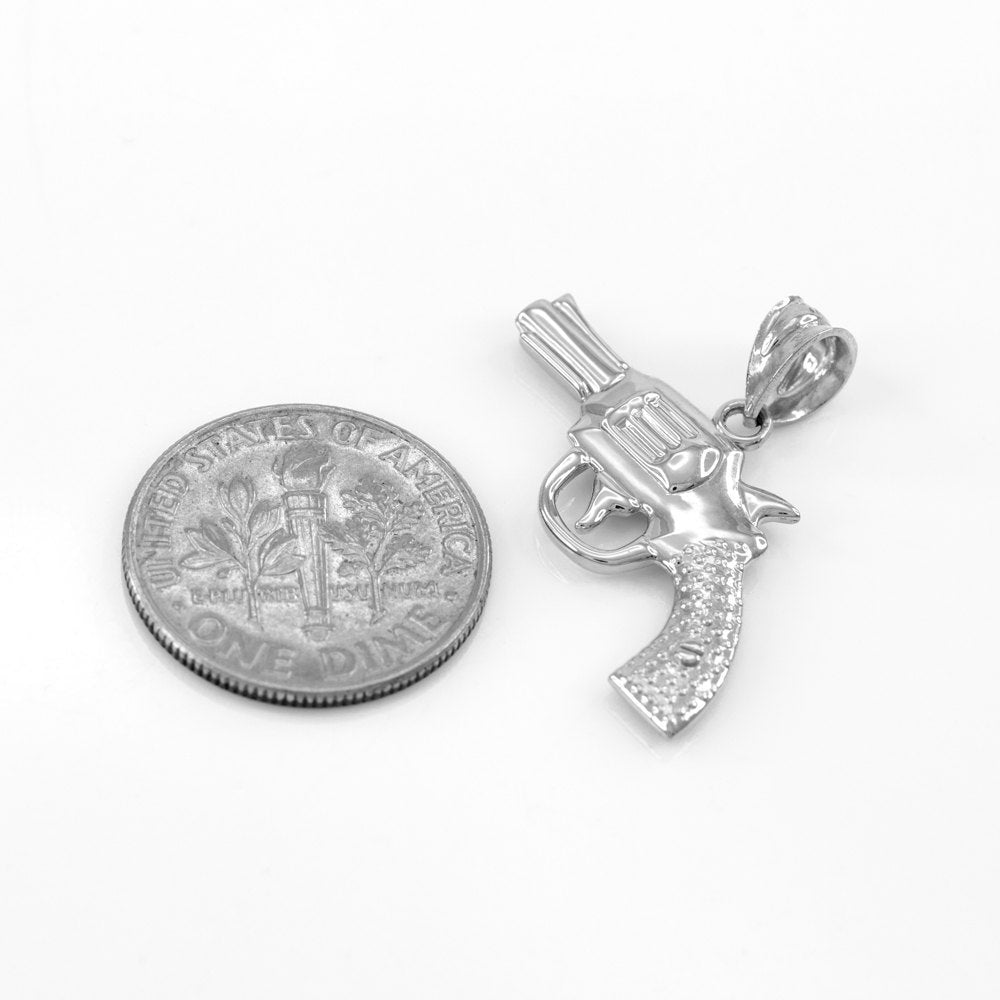 Sterling Silver Revolver Pistol Gun Pendant Necklace Karma Blingz