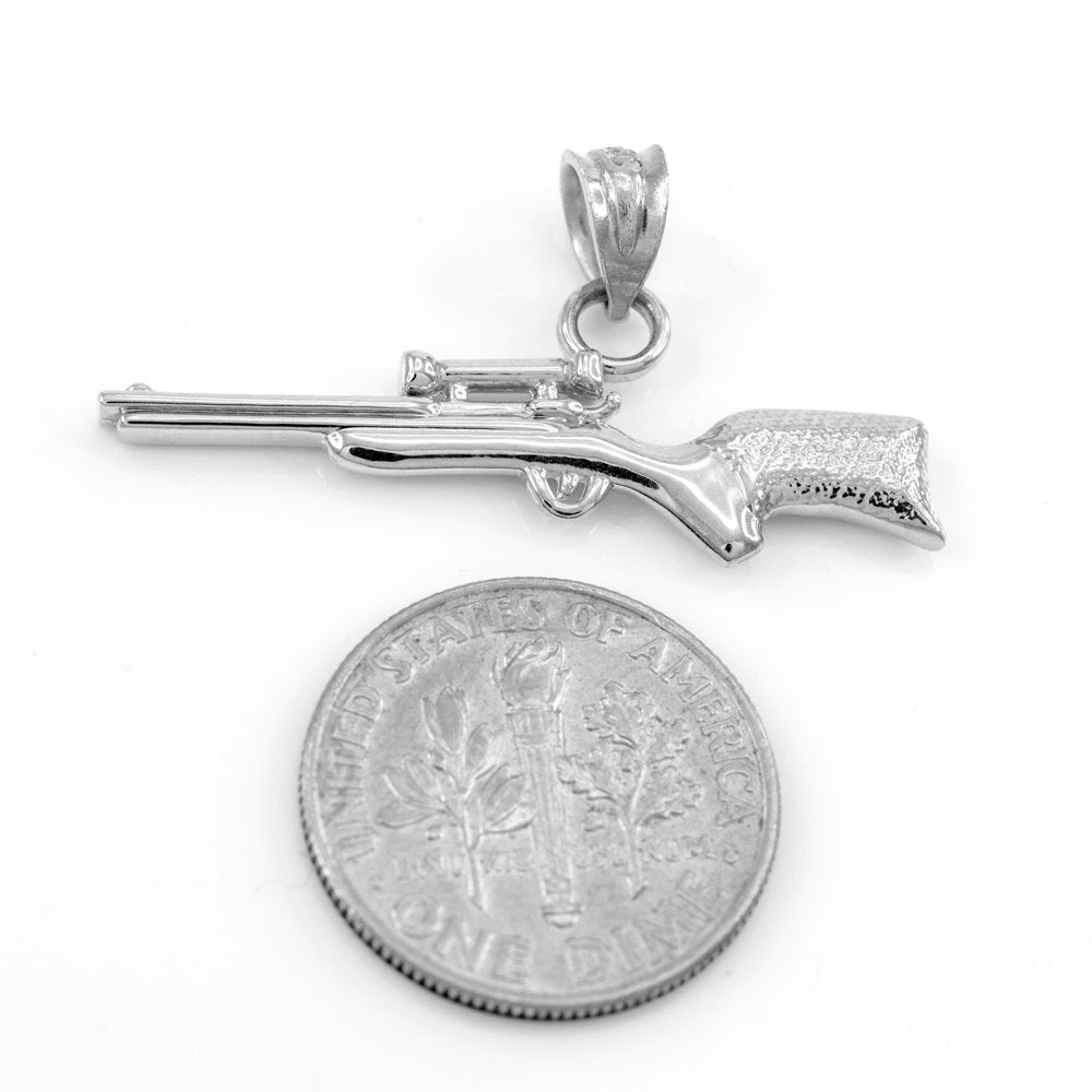 Sterling Silver Sniper Rifle Gun Pendant Necklace Karma Blingz