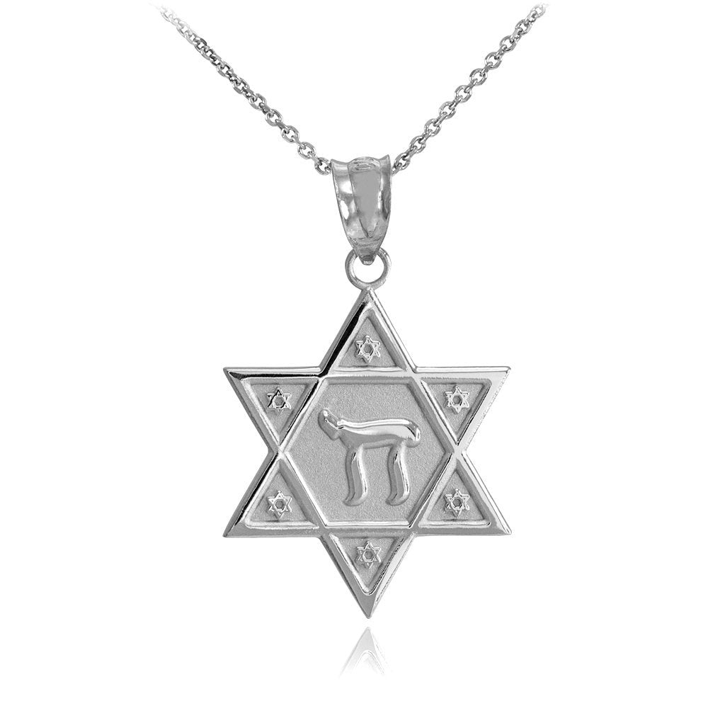 Sterling Silver Star of David Chai Jewish Pendant Necklace Karma Blingz