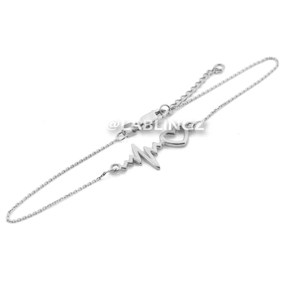 14K White Gold Heartbeat Bracelet Karma Blingz