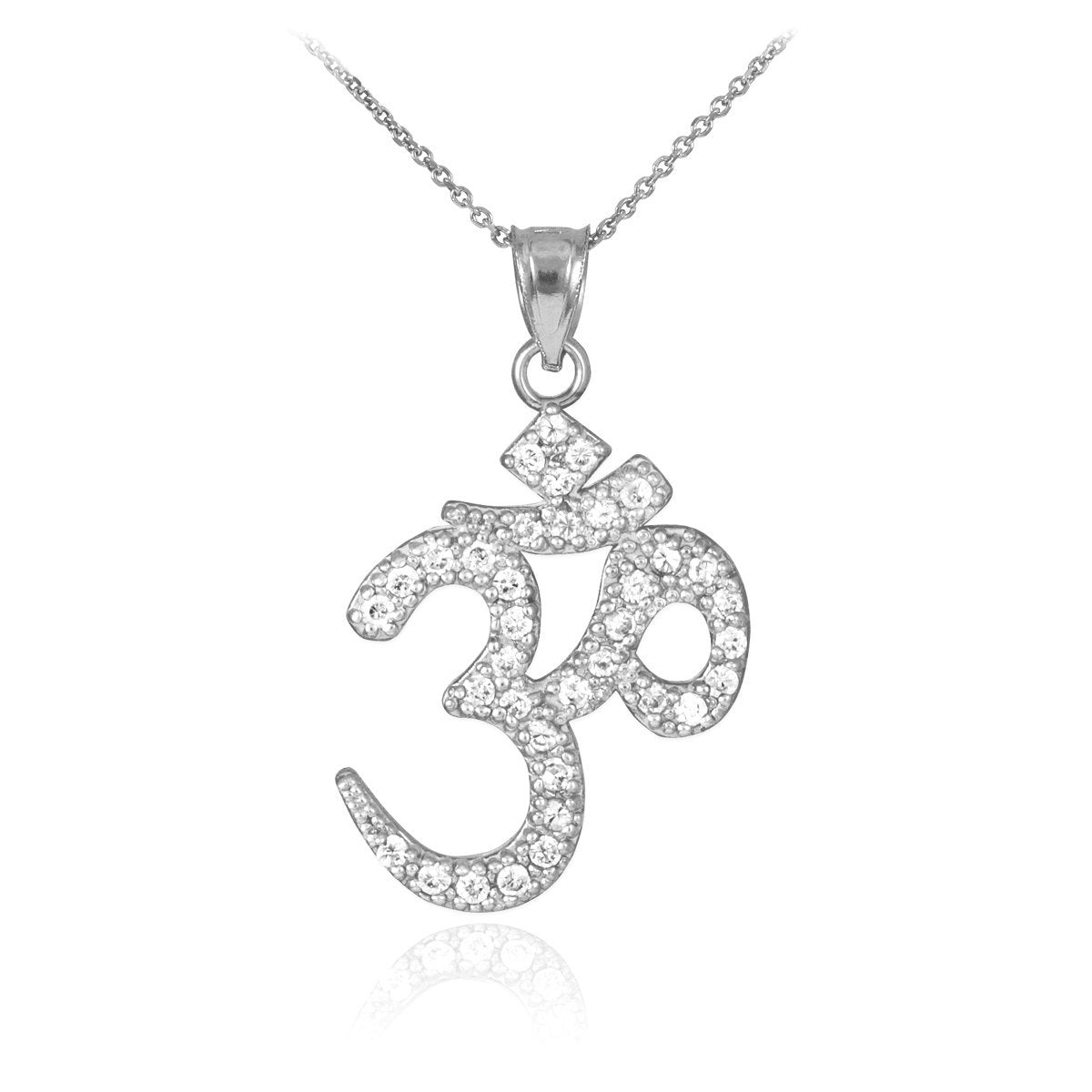 14K Diamond Studded Om Yoga Pendant Necklace (yellow, white, rose gold) Karma Blingz