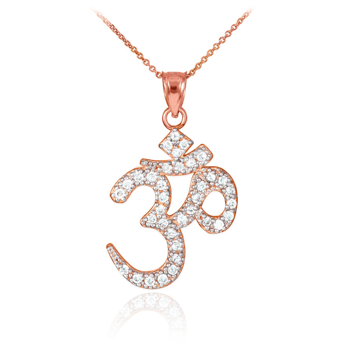 14K Diamond Studded Om Yoga Pendant Necklace (yellow, white, rose gold) Karma Blingz